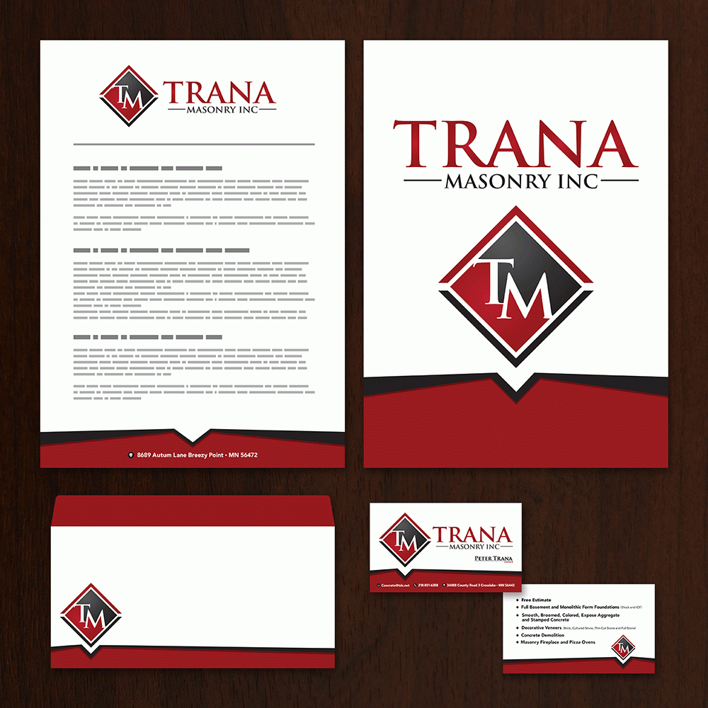Trana Masonry Inc. logo design by lestatic22