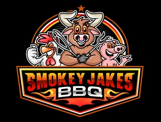 Smokey Jakes BBQ logo design by DreamLogoDesign
