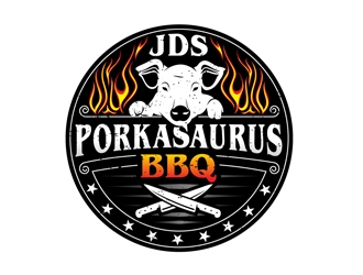 JDs Porkasaurus BBQ logo design by DreamLogoDesign