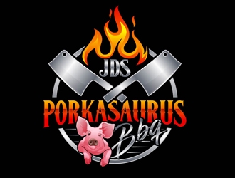 JDs Porkasaurus BBQ logo design by DreamLogoDesign