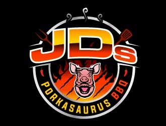 JDs Porkasaurus BBQ logo design by SOLARFLARE