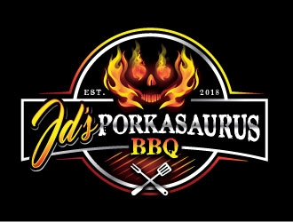 JDs Porkasaurus BBQ logo design by REDCROW