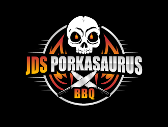 JDs Porkasaurus BBQ logo design by BeDesign
