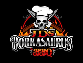 JDs Porkasaurus BBQ logo design by daywalker