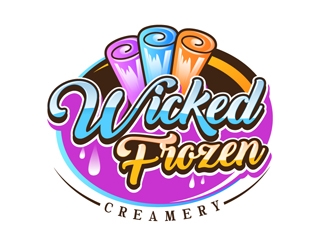 Wicked Frozen Creamery logo design by DreamLogoDesign