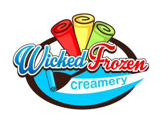 Wicked Frozen Creamery logo design by xteel