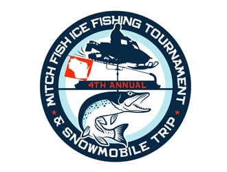 Event: 4th Annual Mitch Fish Ice Fishing Tournament & Snowmobile Trip logo design by DreamLogoDesign