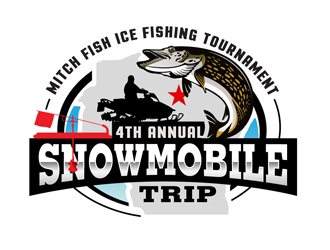 Event: 4th Annual Mitch Fish Ice Fishing Tournament & Snowmobile Trip logo design by DreamLogoDesign