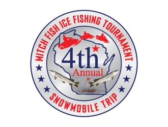 Event: 4th Annual Mitch Fish Ice Fishing Tournament & Snowmobile Trip logo design by dhika