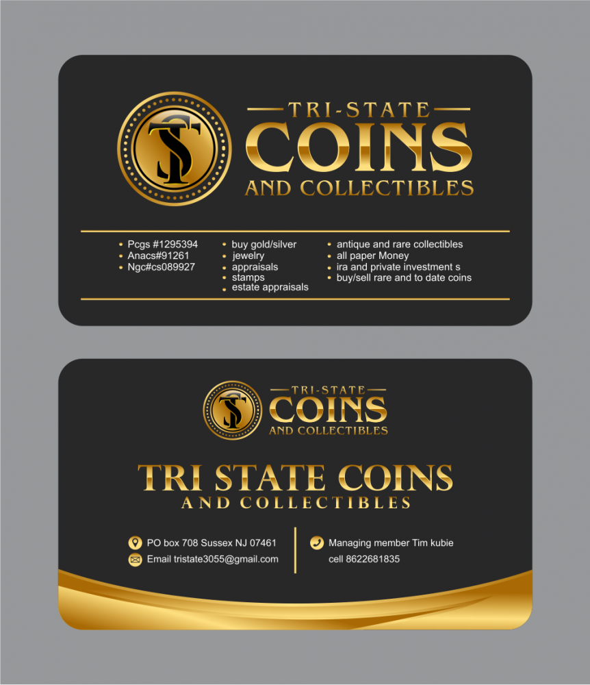 Tri-state coins and collectables logo design by mutafailan