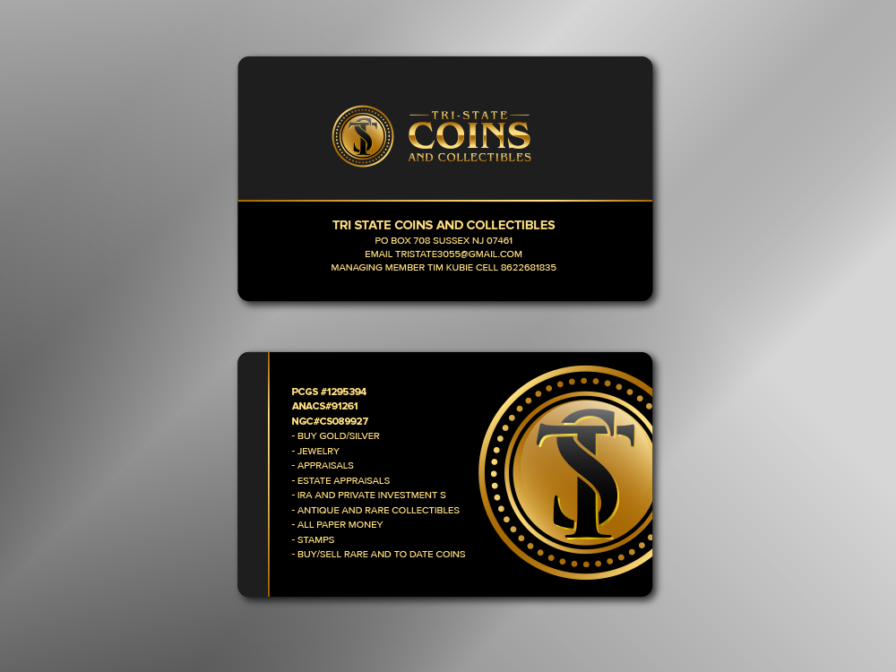 Tri-state coins and collectables logo design by BeDesign