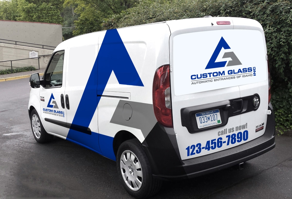 Custom Glass, Inc. logo design by scriotx