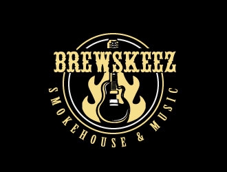 Brewskeez Smokehouse & Music logo design by samuraiXcreations