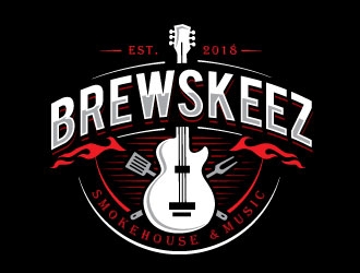 Brewskeez Smokehouse & Music logo design by REDCROW