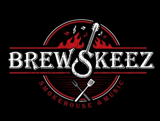 Brewskeez Smokehouse & Music logo design by REDCROW