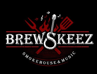 Brewskeez Smokehouse & Music logo design by REDCROW