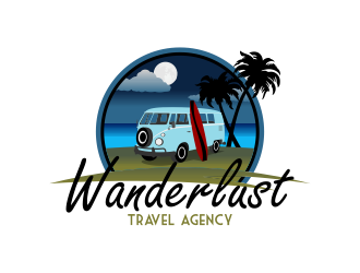 Wanderlust Travel Agency logo design by Kruger