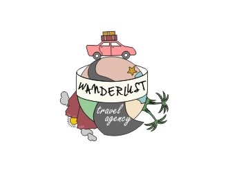 Wanderlust Travel Agency logo design by sakarep