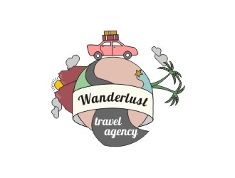 Wanderlust Travel Agency logo design by sakarep