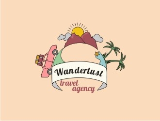 Wanderlust Travel Agency logo design by sakarep
