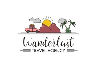 Wanderlust Travel Agency logo design by sakarep