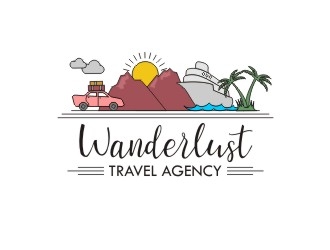 Wanderlust Travel Agency logo design by sakarep
