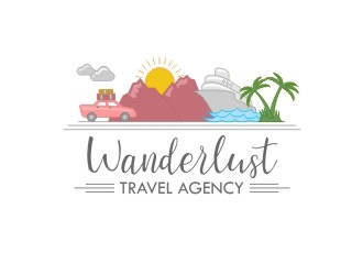 Wanderlust Travel Agency logo design by sakarep