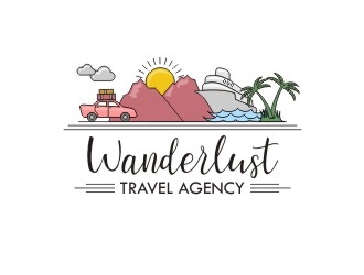 Wanderlust Travel Agency logo design by sakarep