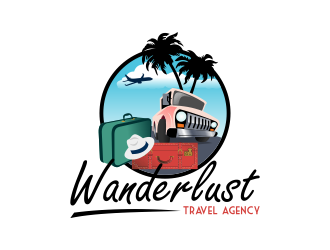 Wanderlust Travel Agency logo design by Kruger