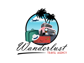 Wanderlust Travel Agency logo design by Kruger