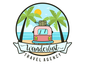 Wanderlust Travel Agency logo design by madjuberkarya