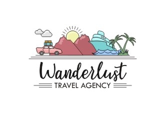 Wanderlust Travel Agency logo design by sakarep
