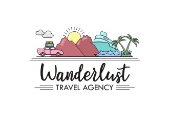 Wanderlust Travel Agency logo design by sakarep