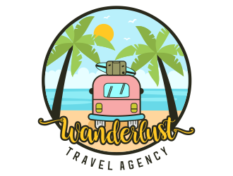 Wanderlust Travel Agency logo design by madjuberkarya