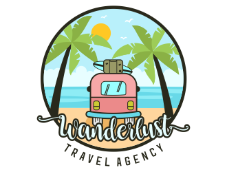 Wanderlust Travel Agency logo design by madjuberkarya