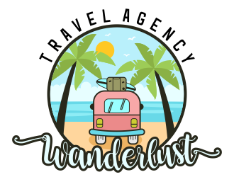 Wanderlust Travel Agency logo design by madjuberkarya