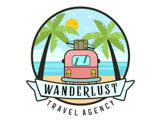 Wanderlust Travel Agency logo design by madjuberkarya