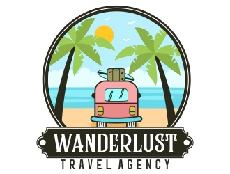 Wanderlust Travel Agency logo design by madjuberkarya