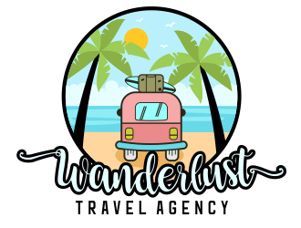 Wanderlust Travel Agency logo design by madjuberkarya