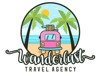 Wanderlust Travel Agency logo design by madjuberkarya