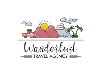 Wanderlust Travel Agency logo design by sakarep