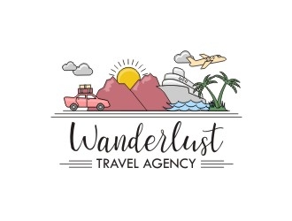 Wanderlust Travel Agency logo design by sakarep