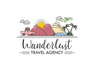 Wanderlust Travel Agency logo design by sakarep