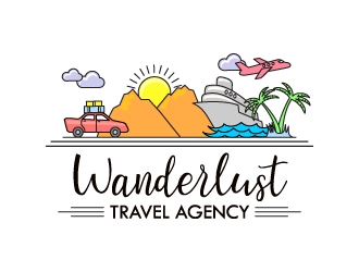 Wanderlust Travel Agency logo design by sakarep