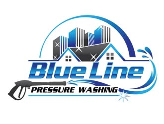  Blue Line Pressure Washing  logo design by logoguy