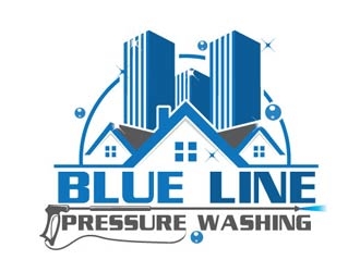  Blue Line Pressure Washing  logo design by logoguy