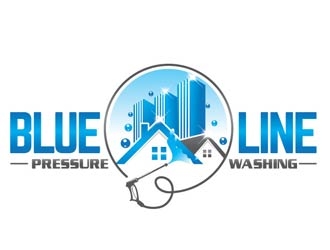  Blue Line Pressure Washing  logo design by logoguy