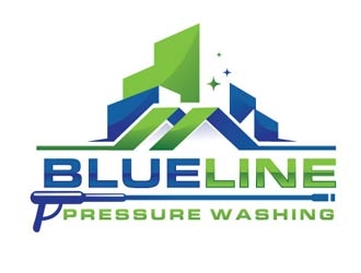  Blue Line Pressure Washing  logo design by logoguy