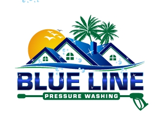  Blue Line Pressure Washing  logo design by 35mm