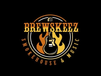 Brewskeez Smokehouse & Music logo design by samuraiXcreations